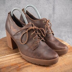 Timberland Boots Womens 10 Camdale Oxford Ankle Booties Heels Brown Leather